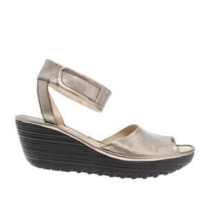 Fly London Metallic Sandals with Black Sole